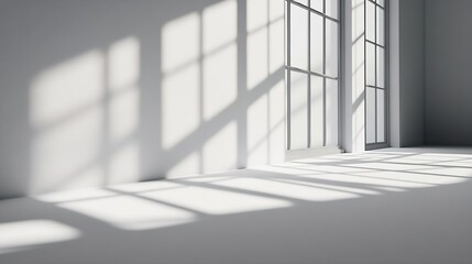 Abstract white studio background for product presentation Empty gray room with shadows of window Display product with blurred backdrop : Generative AI