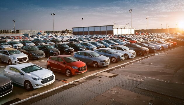 Large Car Dealership Lot with Various Models