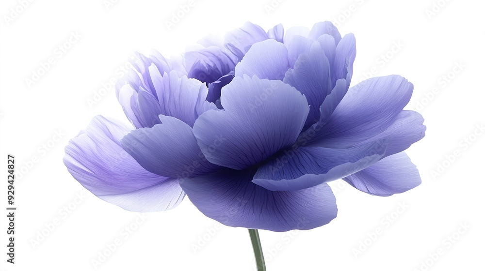 Poster bluepurple peony flower on white isolated background with clipping path closeup for design nature : 