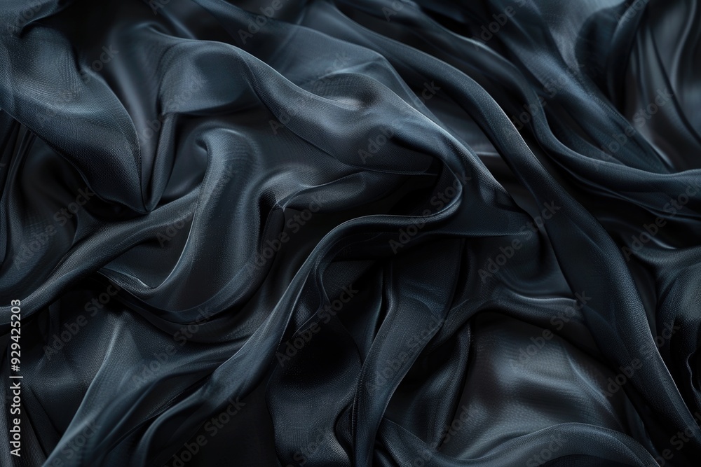 Poster high-quality image of a black fabric texture, suitable for various design and photography projects