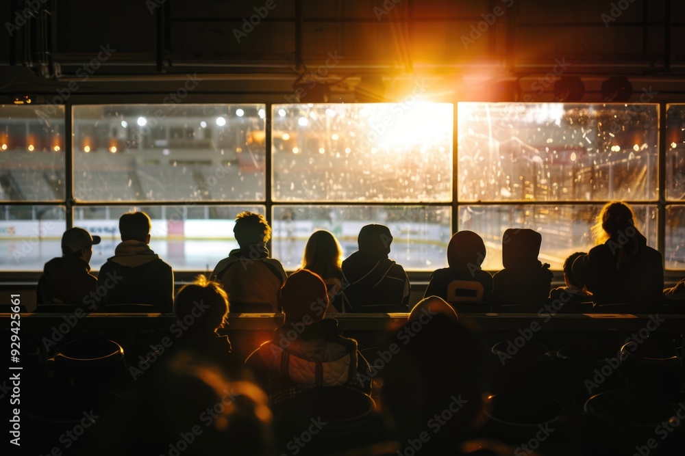 Canvas Prints A group of people watching a hockey game with enthusiasm and excitement