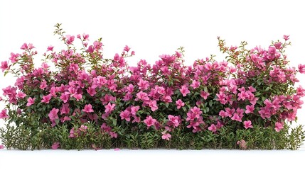 Obraz premium Tropical plant fence bush shrub surfinia pink tree isolated on white background with clipping path : Generative AI