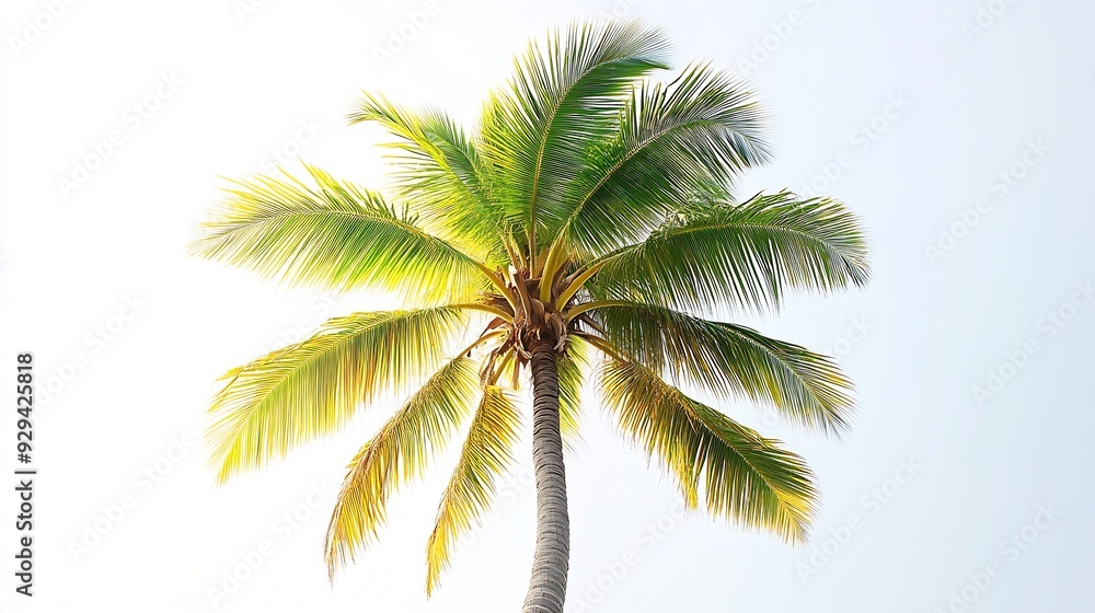 Poster Coconut palm tree isolated on white backgroundCollection of palm tree : Generative AI
