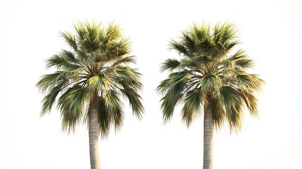 Obraz premium Palm trees in summer on white background with clipping path and alpha channel : Generative AI