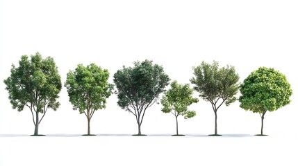 Isolated trees on white background  The collection of trees : Generative AI
