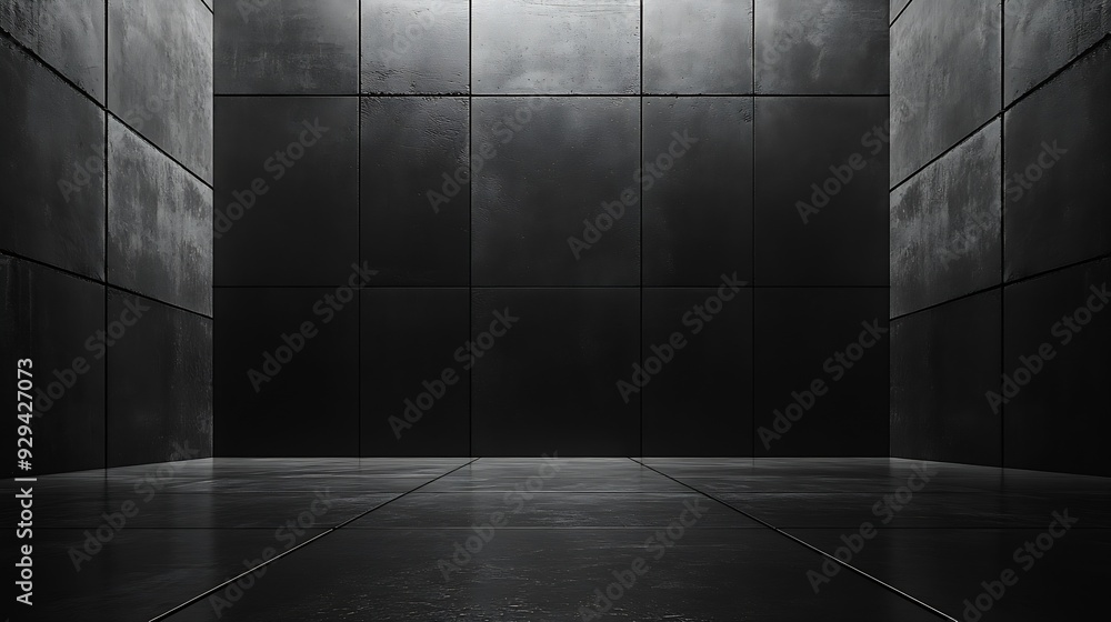 Aufkleber dark concrete wall and floor background three dimensional room for mock up or product display : gene