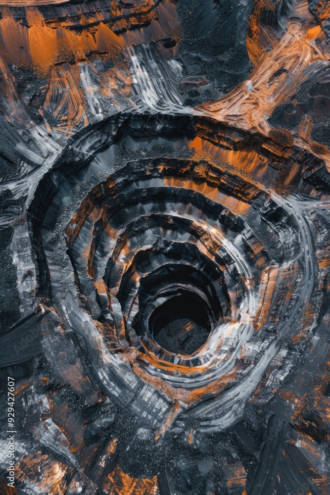 Poster Aerial view of a hole in the ground, suitable for use in architecture or engineering illustrations