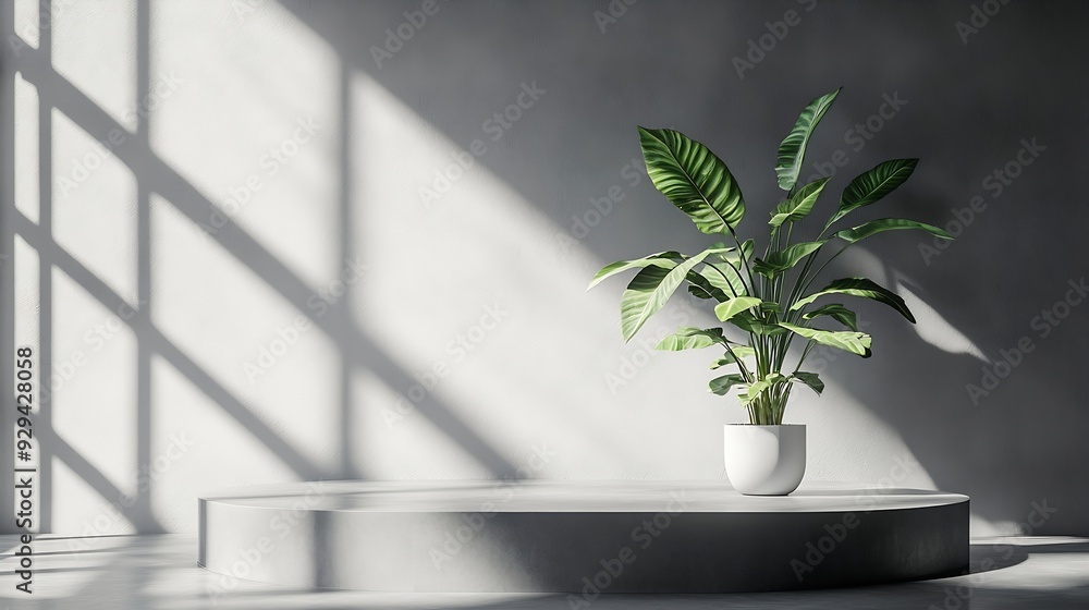 Aufkleber background white shadow light plant room 3d counter display sunlight sun on kitchen bar wall podium 