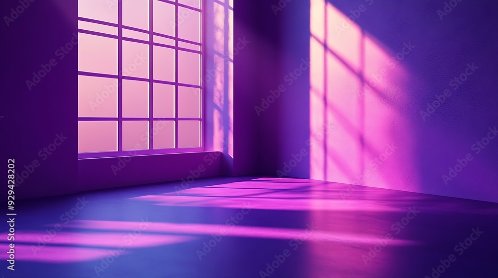 Leinwandbilder Abstract purple studio background for product presentation Empty room with shadows of window Display product with blurred backdrop : Generative AI