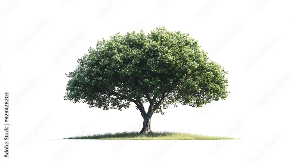 Poster single big tree isolated on white background tropical wood plant for advertising architecture design