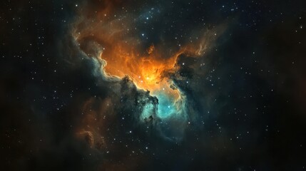 Fototapeta premium A stunning cosmic nebula with vibrant colors and starry background.