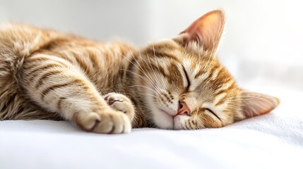 Cute cat sleeping isolated on white background : Generative AI