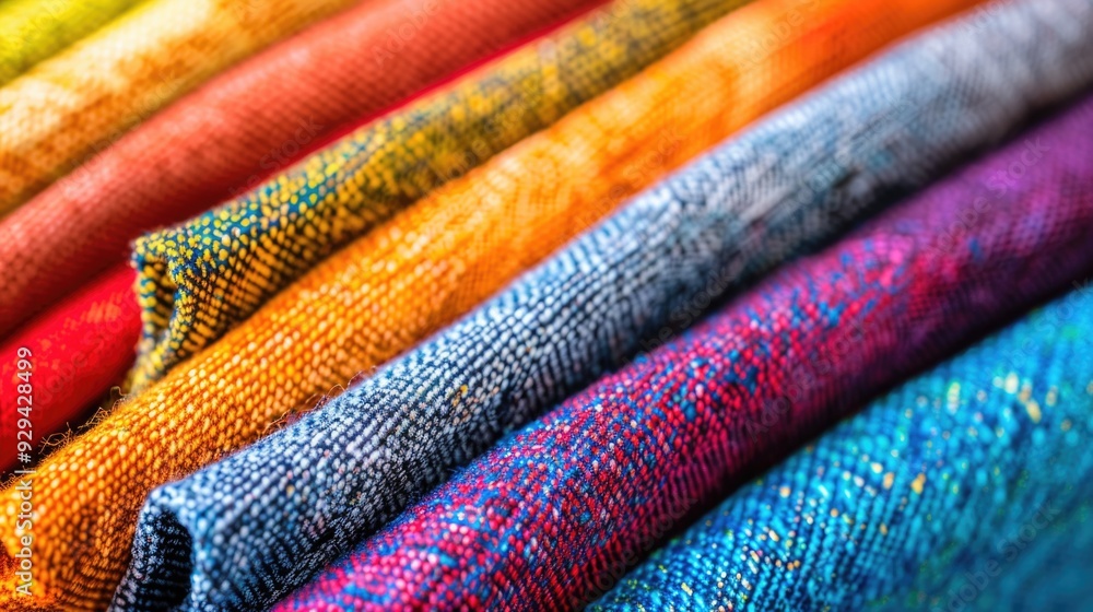 Poster a close-up shot of a vibrant and textured fabric pile, great for use in creative projects or as a de