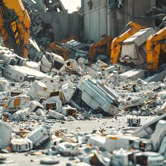 Space Junk Salvage Yard 3D Rendering - Cleaning Up the Cosmic Backyard