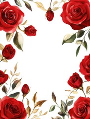 Fototapeta premium Free hand drawn watercolor Rose blossom drawing white background