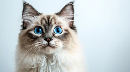 birman cat in front of white background : Generative AI