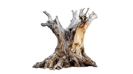 Ancient tree trunk Dead tree isolated on white background Barn tree Isolated root : Generative AI