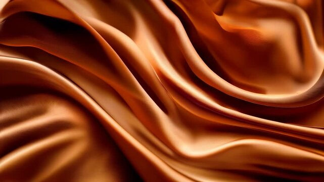 Flowing bronze silk fabric in slow motion for luxury video background