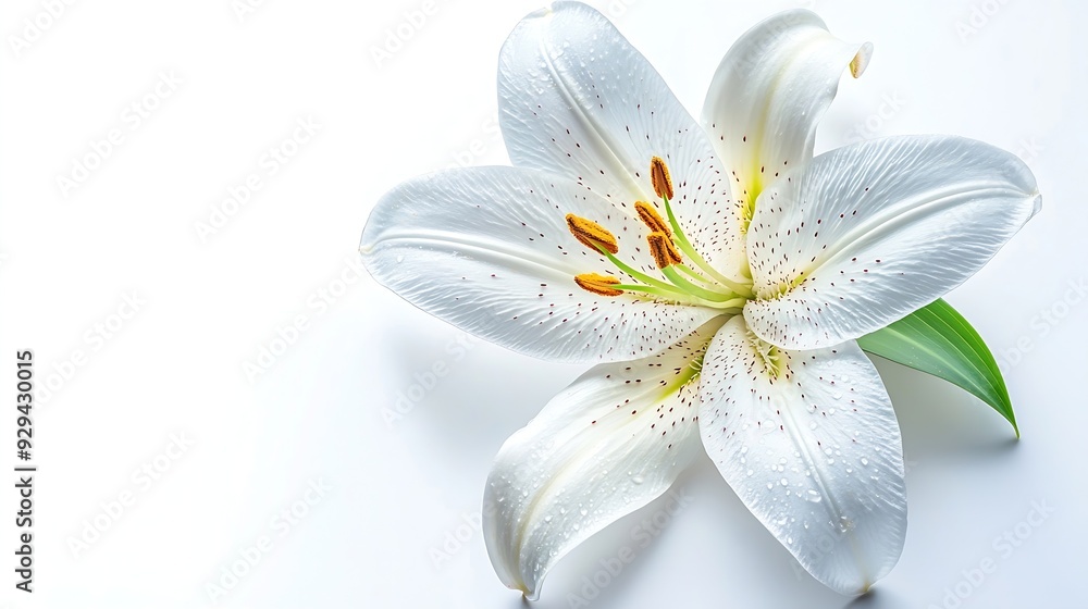 Poster Lily  flower  on white isolated background with clipping path  Closeup For design View from above  Nature : Generative AI