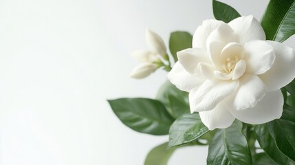 gardenia flower white background isolated : Generative AI