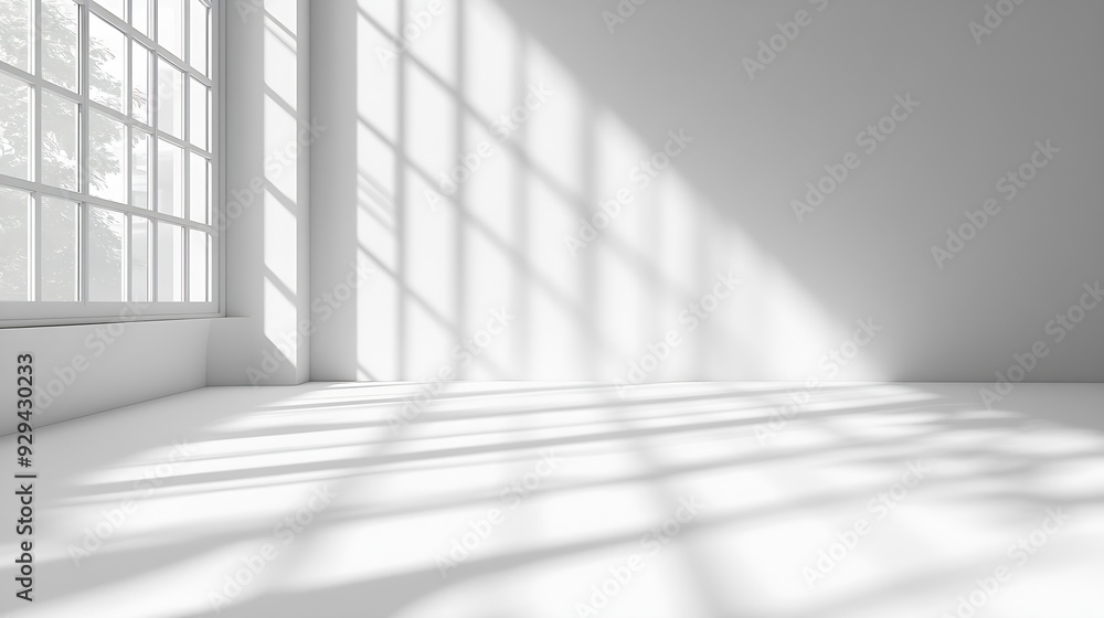 Aufkleber abstract white 3d studio background for cosmetic product presentation empty grey room with shadows o