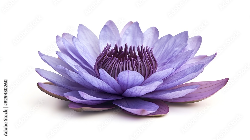 Poster purple water lily blooming water lily flower isolated on white background with clipping path : gener