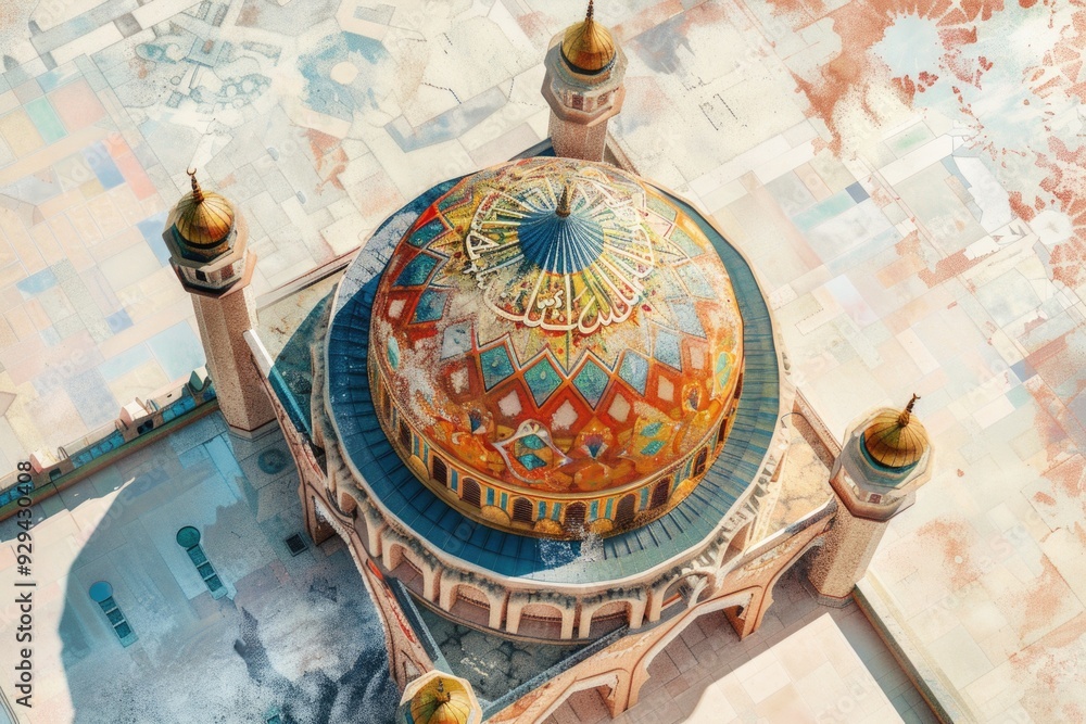 Poster a depiction of a structure with a dome-shaped roof, suitable for architectural or design-related use