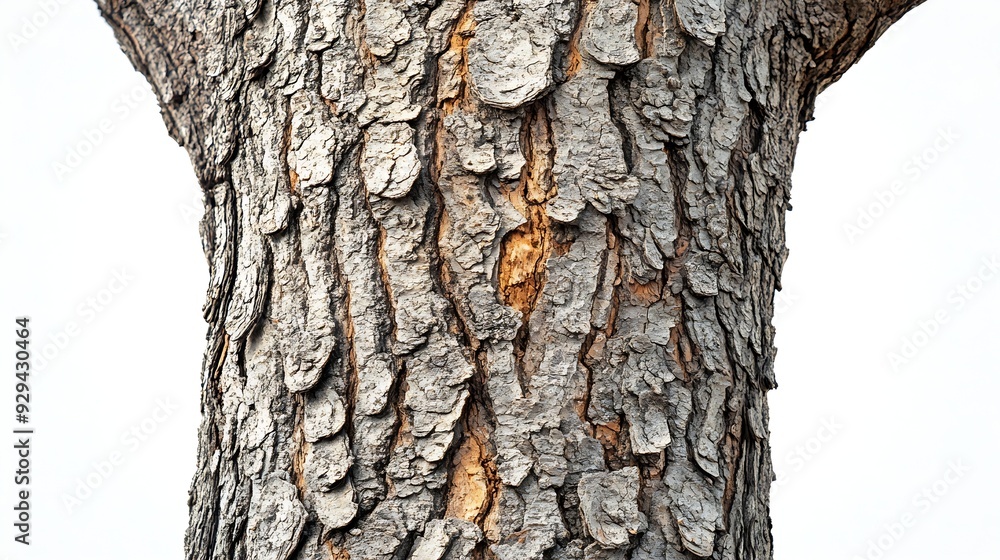Poster trunk of a tree isolated on white background : generative ai