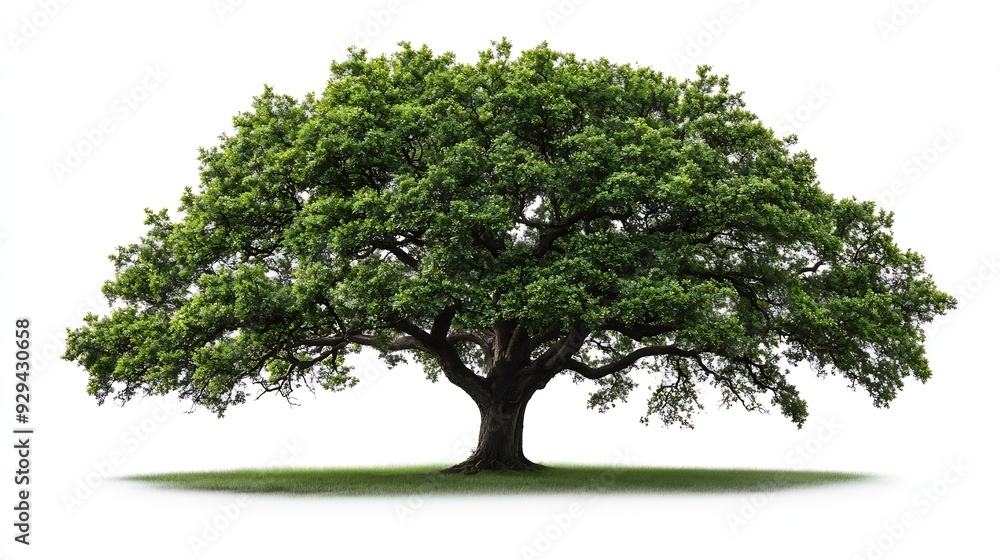 Aufkleber an oak tree grows in spring on isolated white background : generative ai