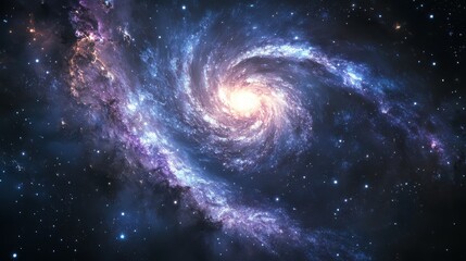 A stunning spiral galaxy with vibrant colors and stars in a cosmic background.