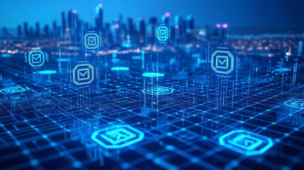 Cyber Security Firewall Protection Prevention Tools A digital firewall represented as a glowing holographic shield