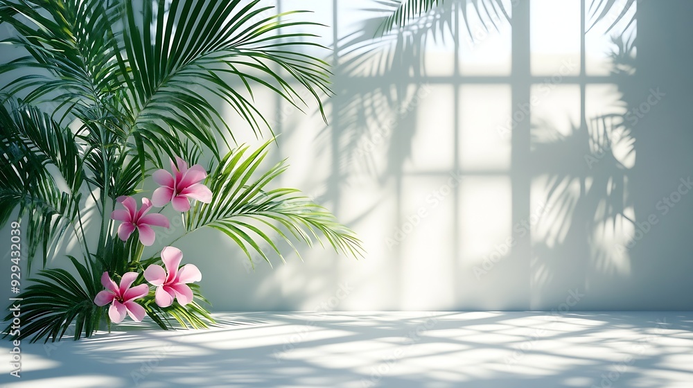 Leinwandbilder abstract white studio background for product presentation empty room with shadows of window and flow