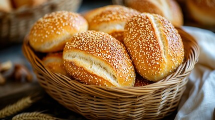 Basket with French breads French bread traditional brazilian bread : Generative AI