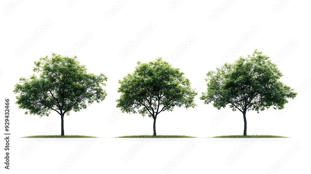 Leinwandbilder isolated trees on white background the collection of trees : generative ai