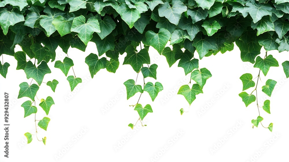 Poster Green leaves Javanese treebine or Grape ivy Cissus spp jungle vine hanging ivy plant bush isolated on white background with clipping path : Generative AI