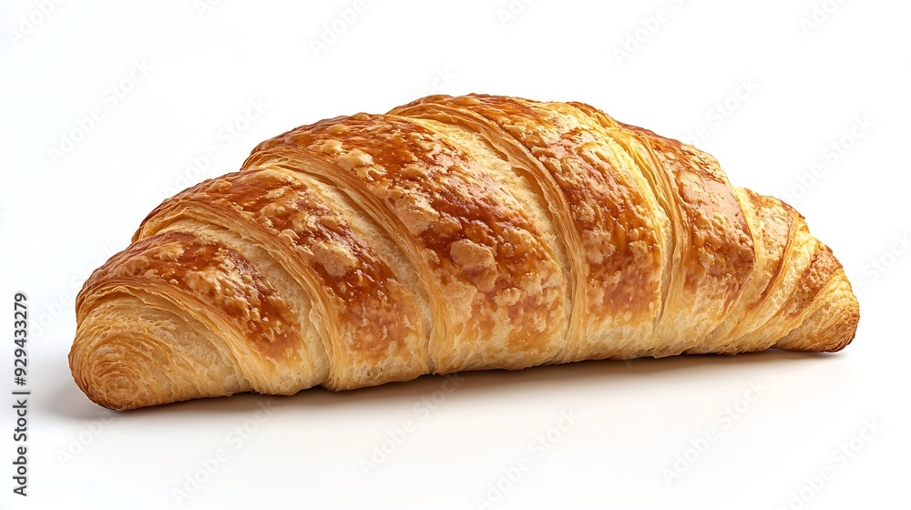 Poster croissant bread closeup isolated isolated on white background display whole and side view frontal fu