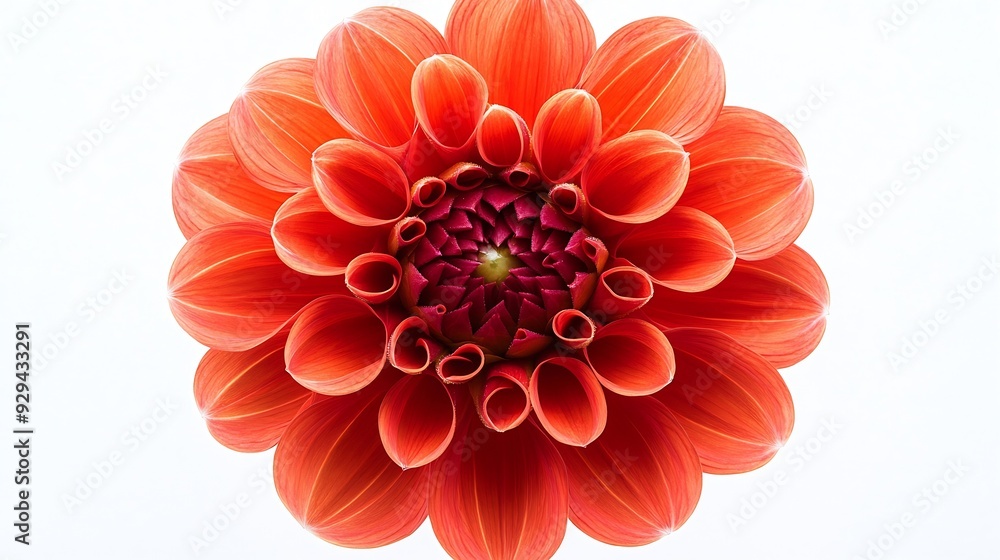 Poster Dahlia flower  on a  white isolated background with clipping path Closeup  Nature : Generative AI