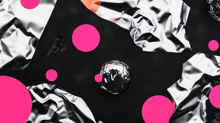 Bold colors and metallic textures blend abstractly in a modern minimalist artwork