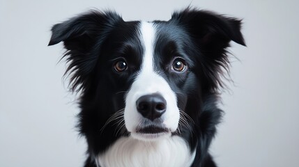 Fototapeta premium Studio portrait of a cute Border Collie dogisolated on a white background : Generative AI