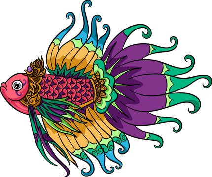 recommend clip art: Colorful fish zentangle arts isolated