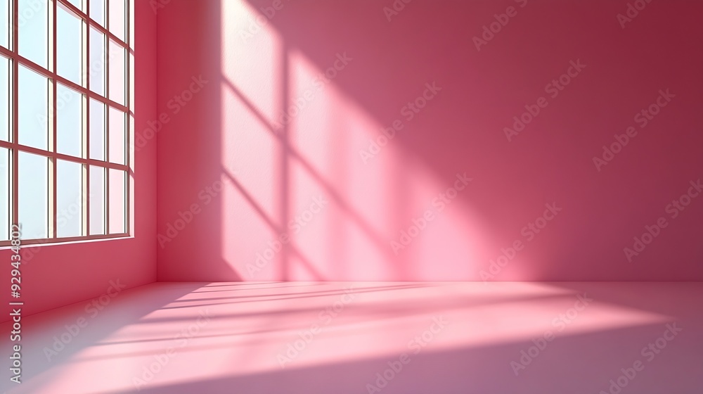 Leinwandbilder abstract pink studio background for product presentation empty gray room with shadows of window disp