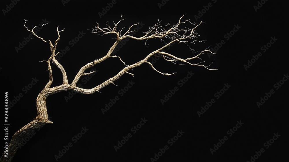Poster Isolated dead tree with clipping path and alpha channel on black background : Generative AI