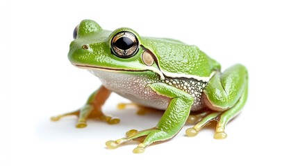Small green frog isolated European tree frog isolated on white background Hyla arborea : Generative AI