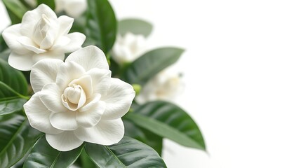 Obraz premium gardenia flower white background isolated : Generative AI
