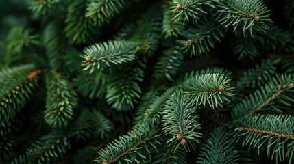 Naklejka premium A close up shot of a pine tree with green needles, perfect for nature and outdoor uses