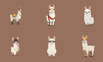 Illustration set of llama
