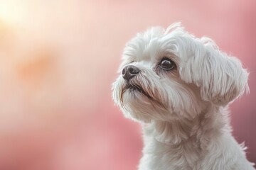 dog, pastel, soft tones, studio lighting, copy background, professional grading, advertising , ai