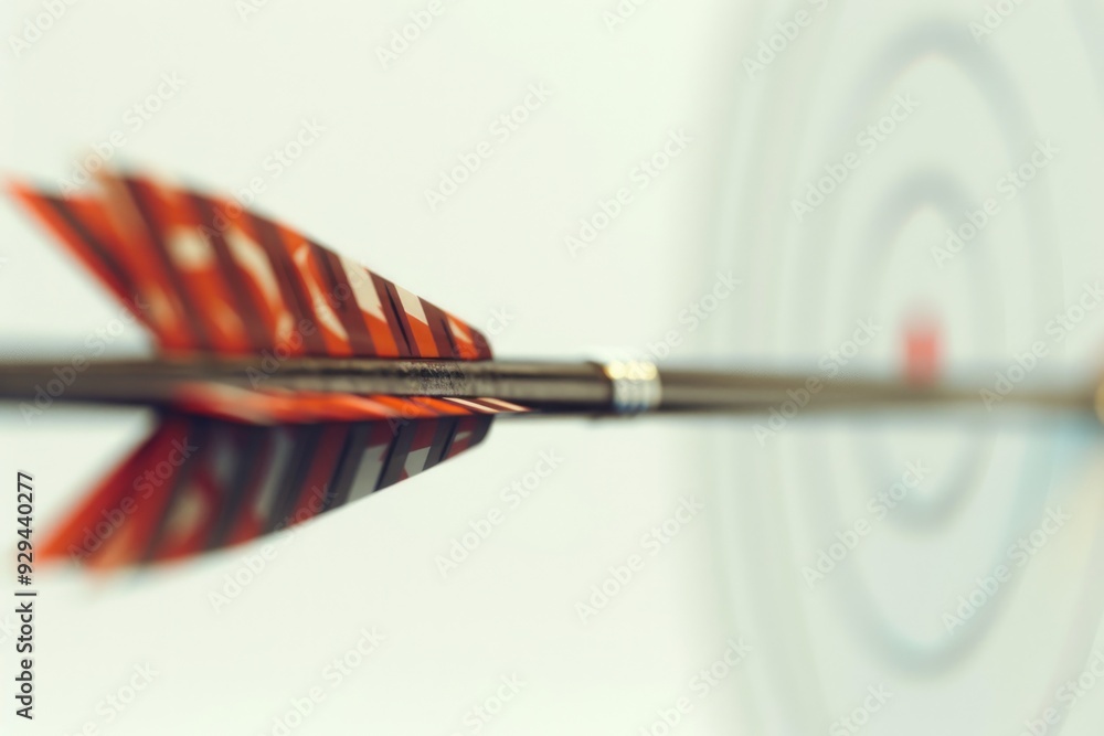 Poster A close-up shot of an arrow embedded in a target, with a focus on the arrow's tip and the surrounding details