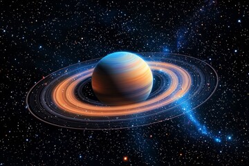 Fototapeta premium Space cosmic illustration with planets scene created with Generative AI