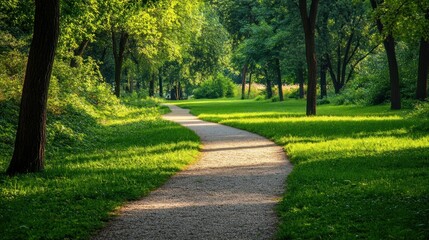 Serene Path Through Lush Green Trees